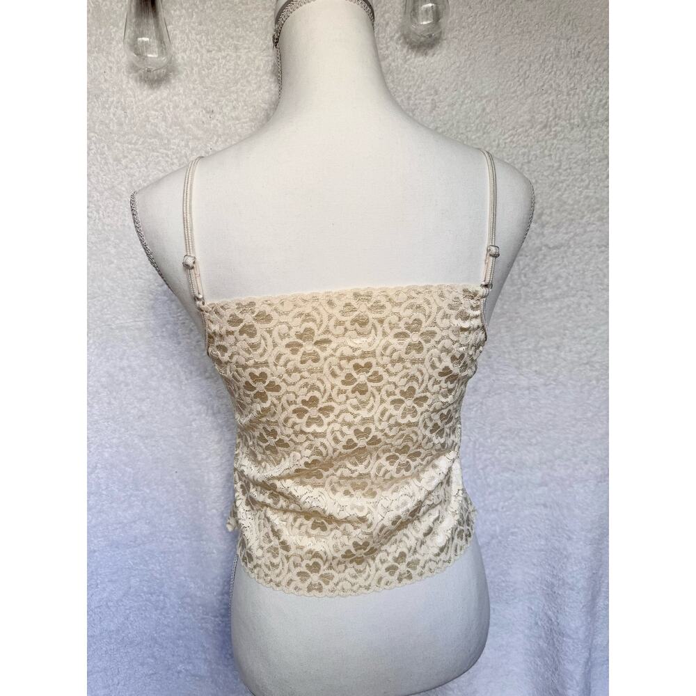 Vintage 90's Eva Cervantes Cream Nylon Lace Strappy Cropped Camisole Medium - Picture 5 of 8